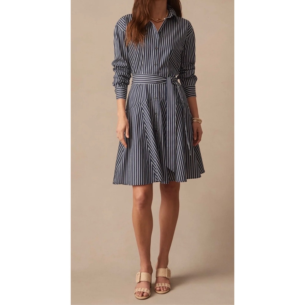 J. McLaughlin Mary Dress Blue White Stripe Size 0 No Belt